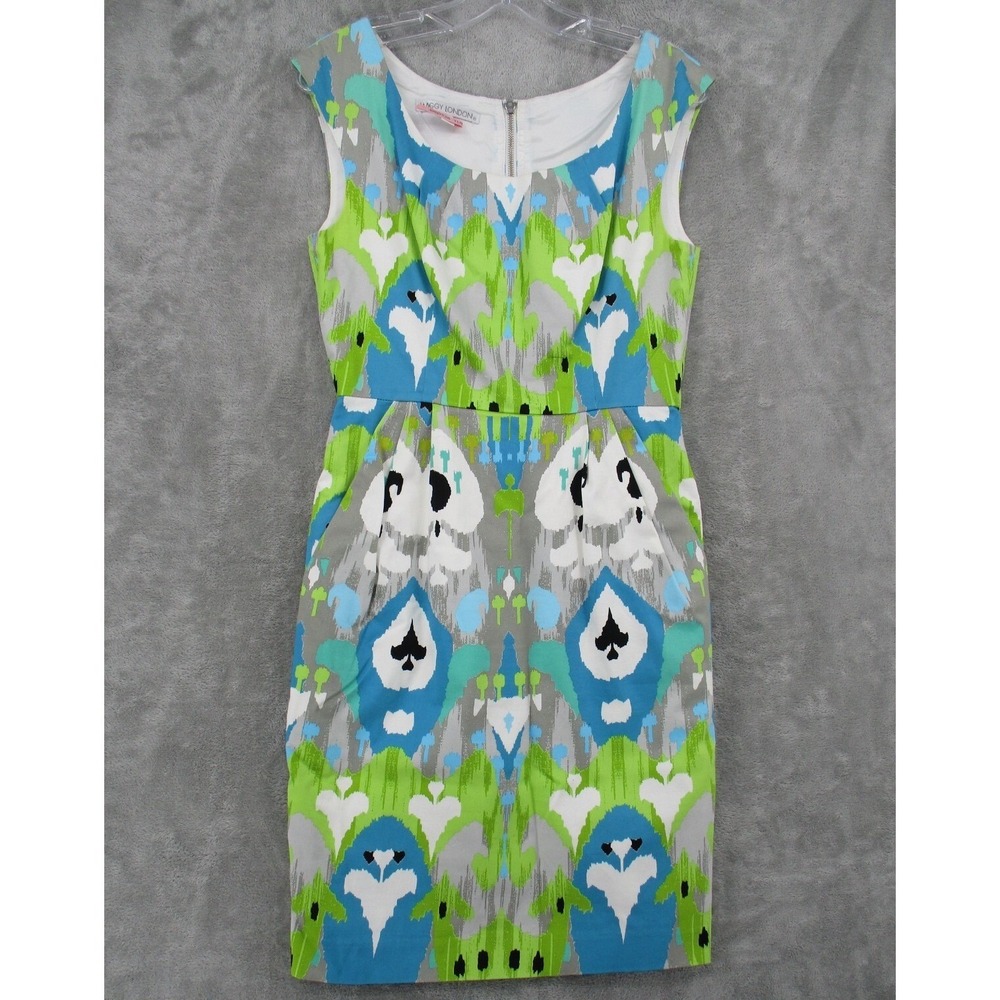 Maggy London Dress Womens Size 8 Ikat Sheath Office Career Vibrant Party Zip